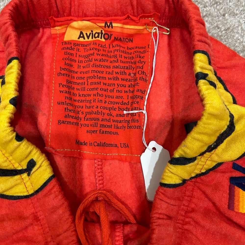 NWT Aviator Nation Red Smiley Repeat Hoodie and sweatpants Set - Picture 9 of 10